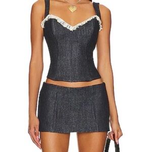 Mirror Palais Denim Corset Skirt Set
